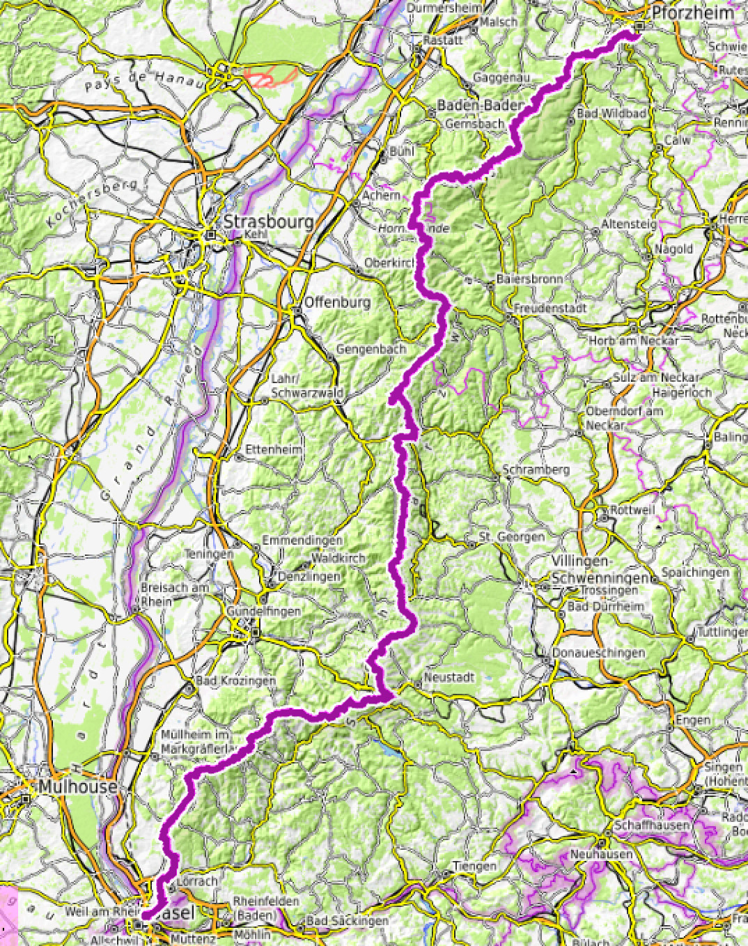 Route Westweg im Schwarzwald