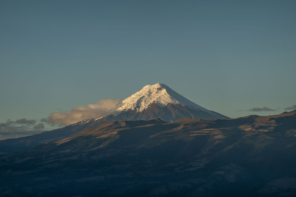 Blick auf den Cotopaxi vom Campingplatz in Quito