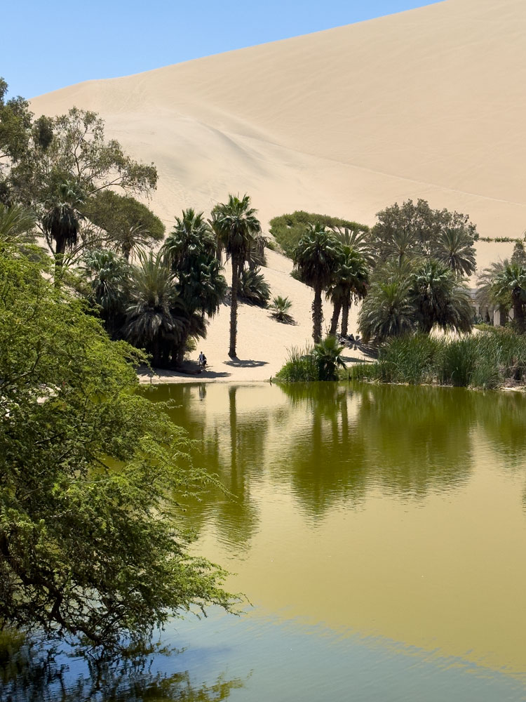 Laguna Huacachina - hier der einzige unbebaute Teil der „Oase“